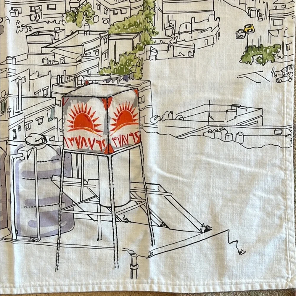 IKEA LOKALT Amman City White Cotton Linen Throw Blanket Embroidery Block Print - Picture 2 of 10